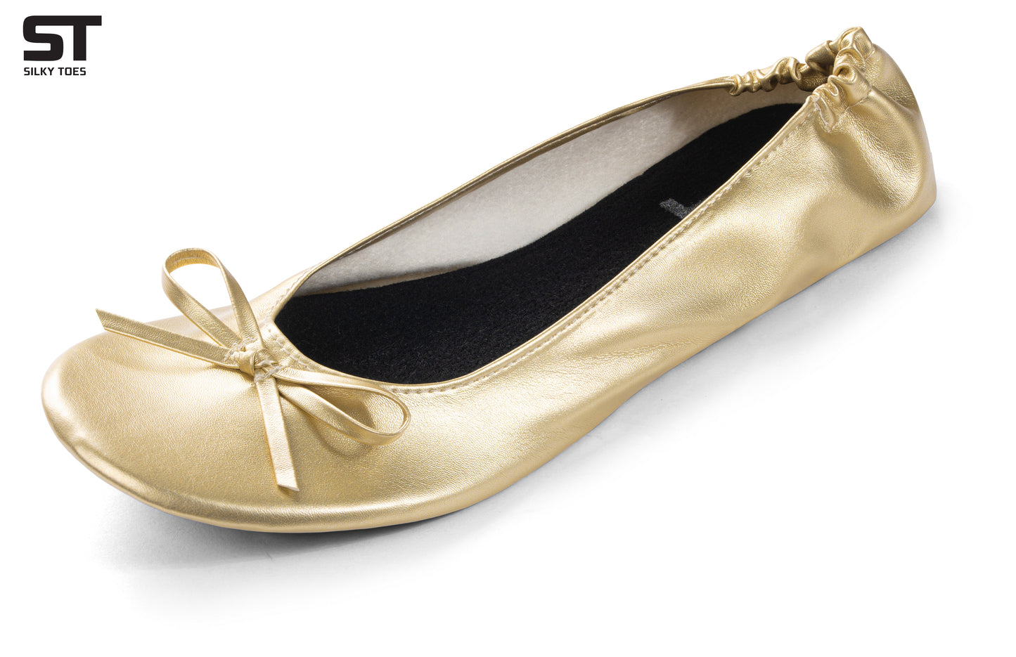 PRE-ORDER Foldable Flats Party Box | 20 Pairs of Gold Flats in a Black Display Box