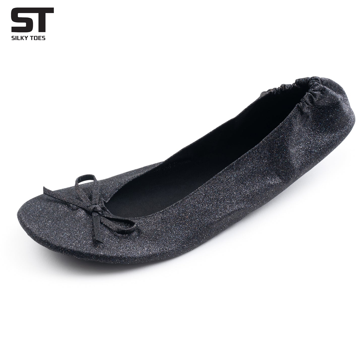 PRE-ORDER Foldable Flats Party Box | 20 Pairs of Sparkle Black Flats in a Black Display Box Burgundy