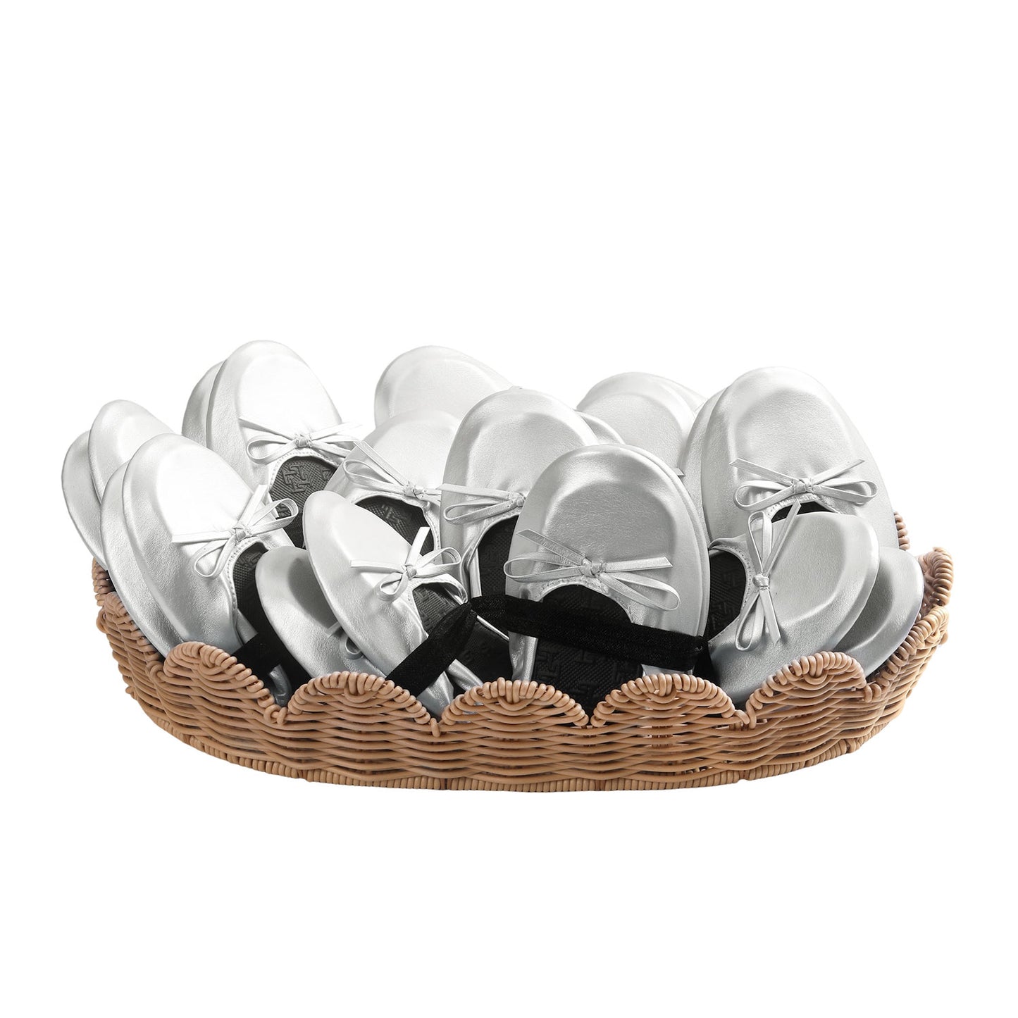 PRE-ORDER Foldable Flats Slipper Shoe | 20 Pairs of Silver Flats
