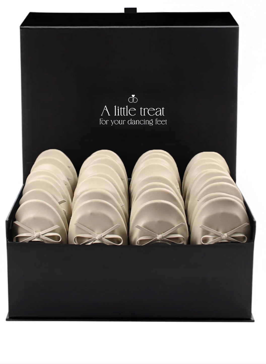 PRE-ORDER Foldable Flats Wedding Box | 20 Pairs of Nude Flats in a Black Display Box