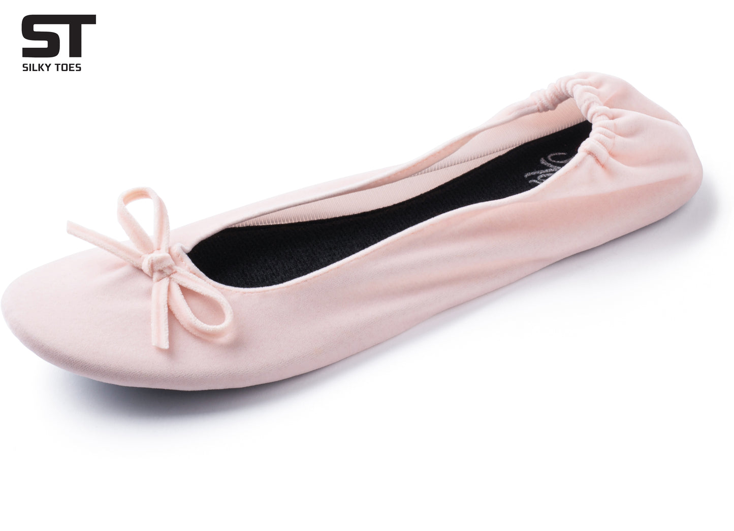 PRE-ORDER Foldable Flats Party Box | 20 Pairs of Velvet Ballet Pink Flats in a Black Display Box