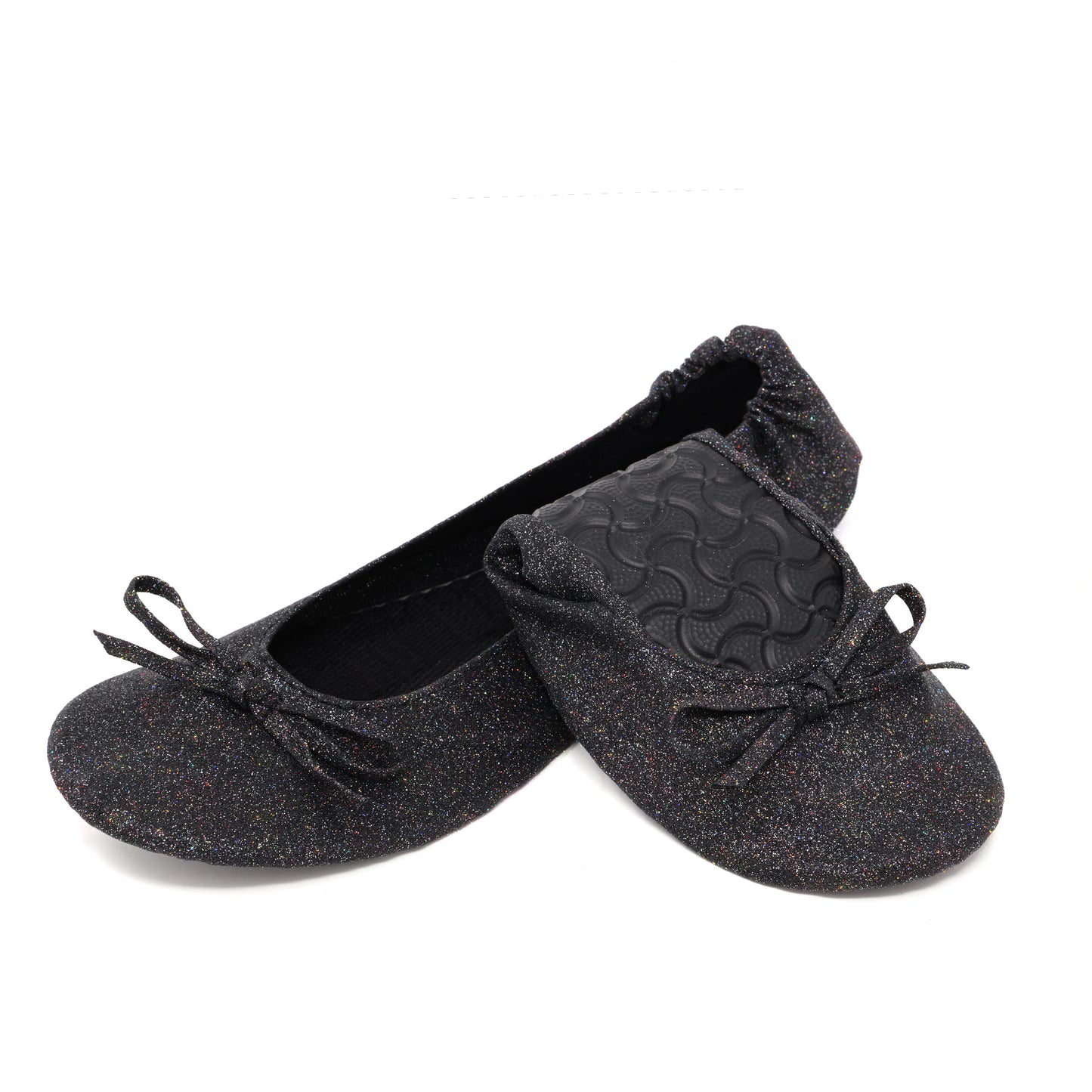 PRE-ORDER Foldable Flats Slipper Shoe | 20 Pairs of Sparkle Black Flats