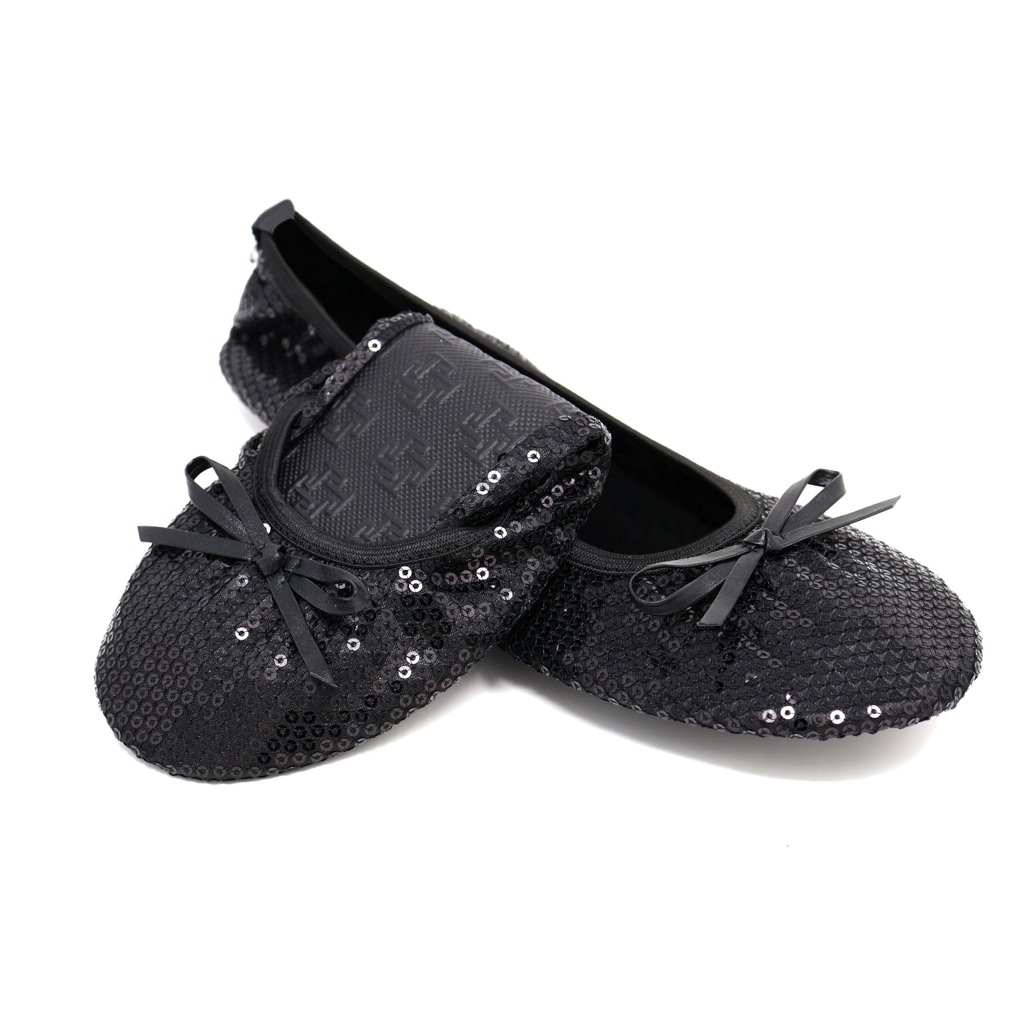 PRE-ORDER Foldable Flats Slipper Shoe | 20 Pairs of Sequined Black Flats