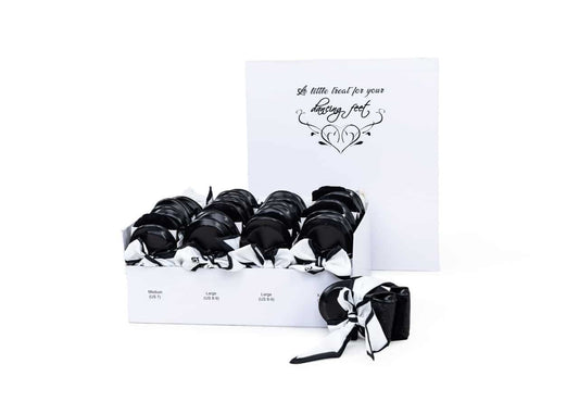 Foldable Flats Wedding Box | 20 Pairs of Black Flats in White Display Box