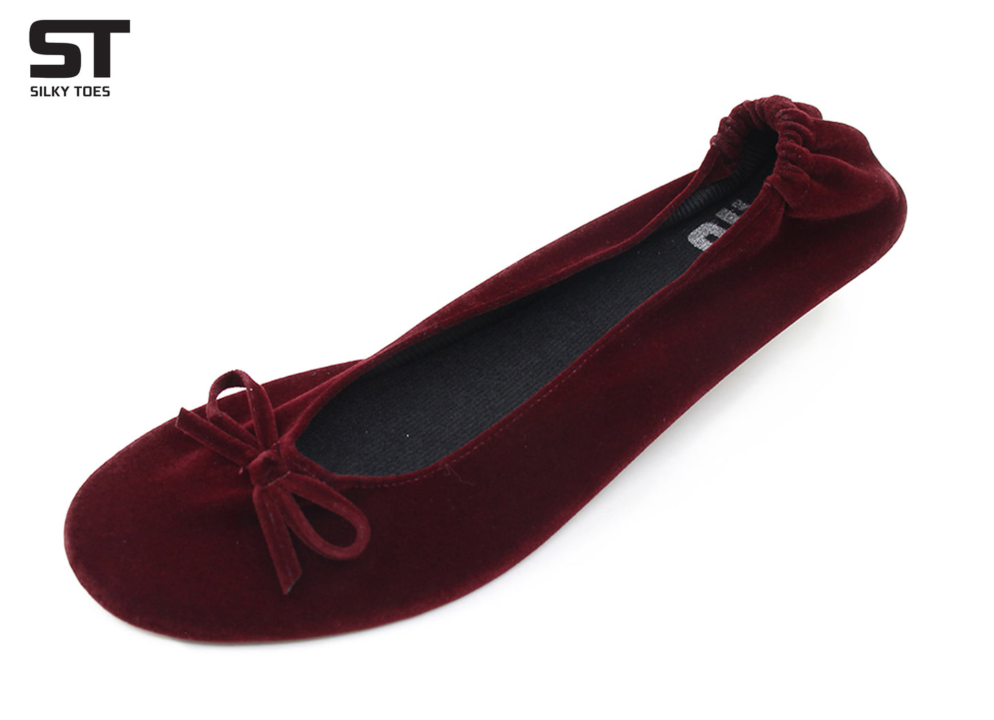PRE-ORDER Foldable Flats Party Box | 20 Pairs of Velvet Burgundy Flats in a Black Display Box