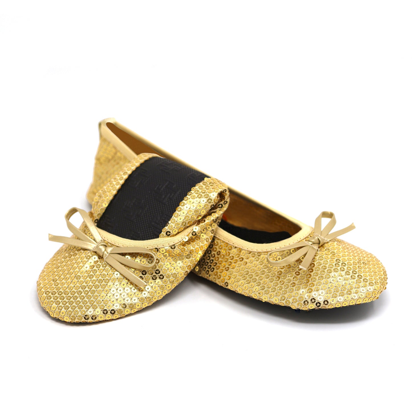 PRE-ORDER Foldable Flats Slipper Shoe | 20 Pairs of Sequined Gold Flats