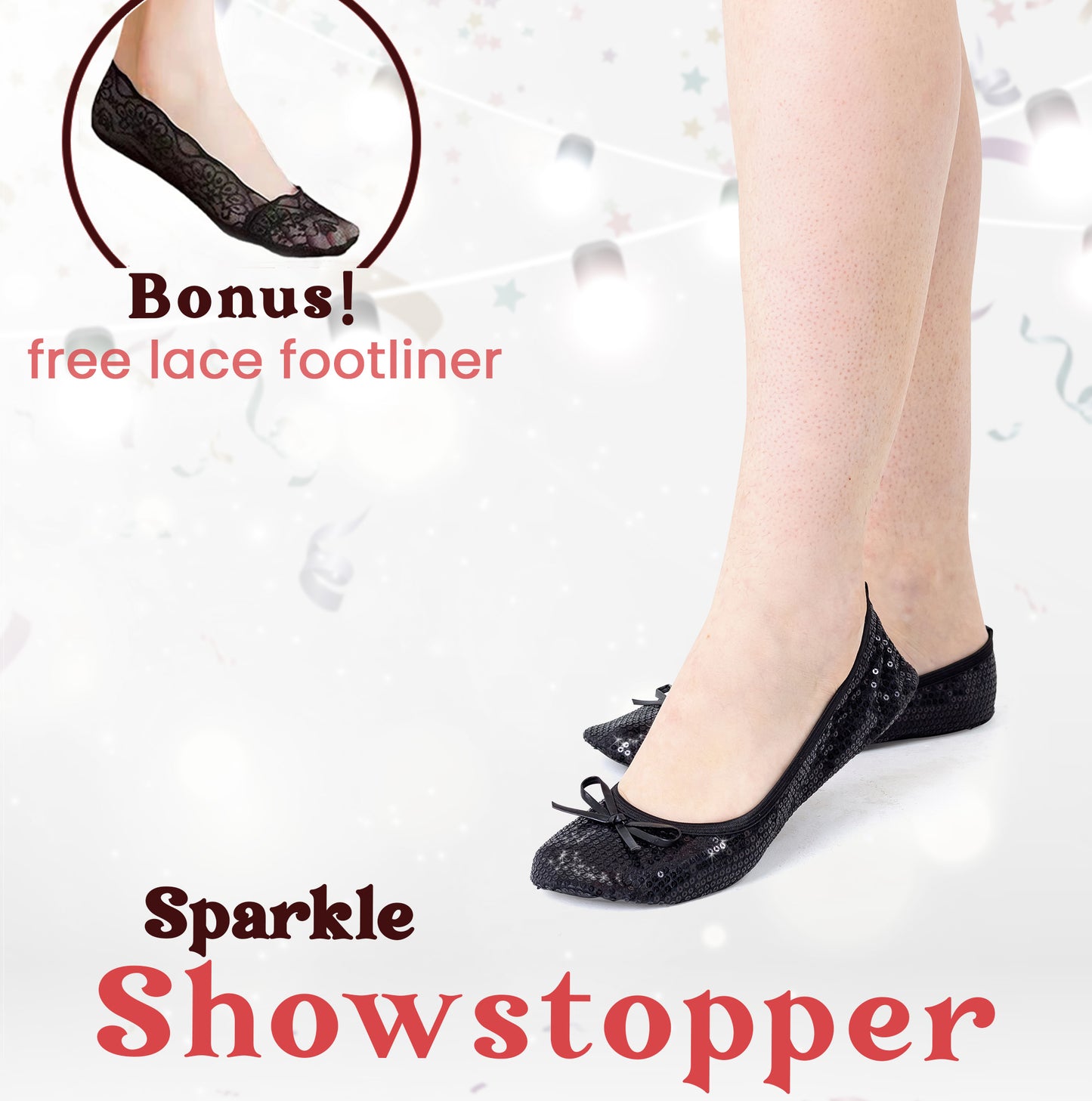 Sparkle Flat / Sequin Flat Foldable Ballet Flat Women's