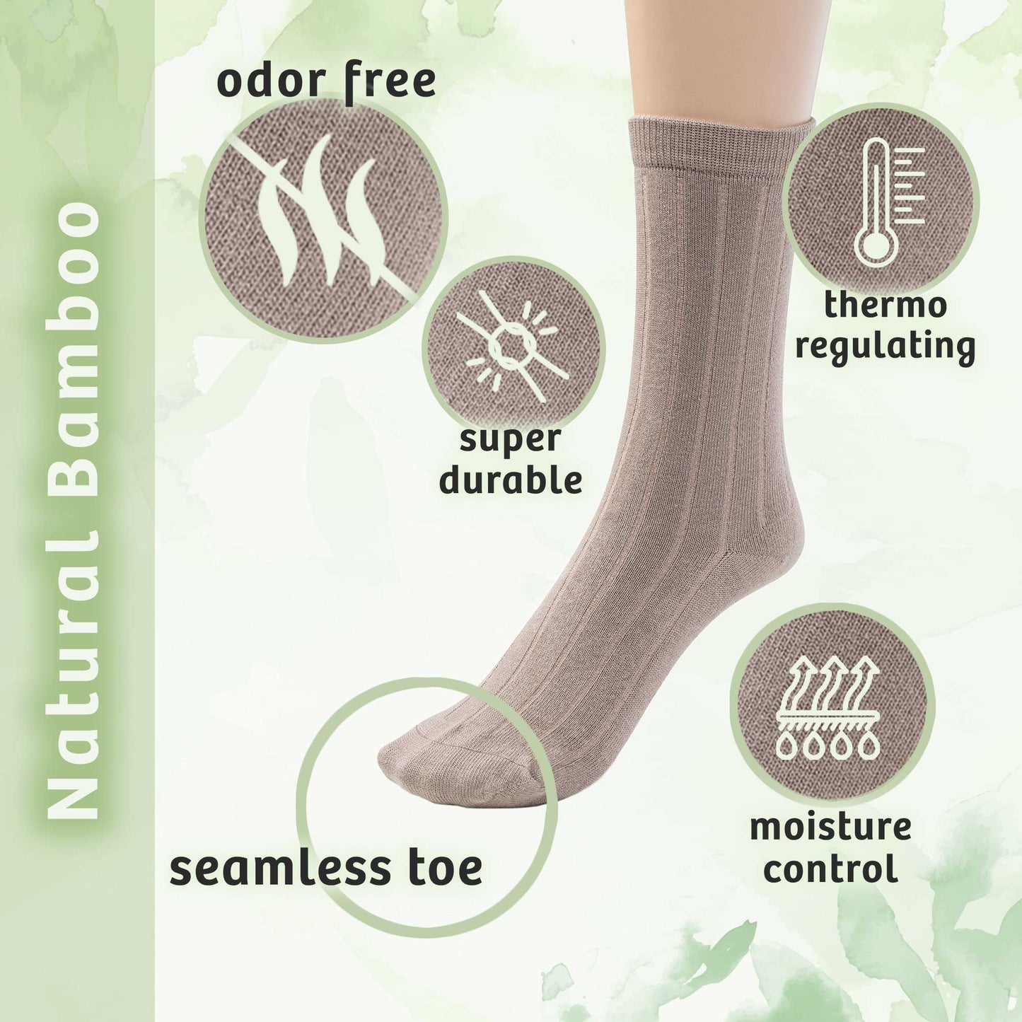 Men's Bamboo Ribbed Crew Socks