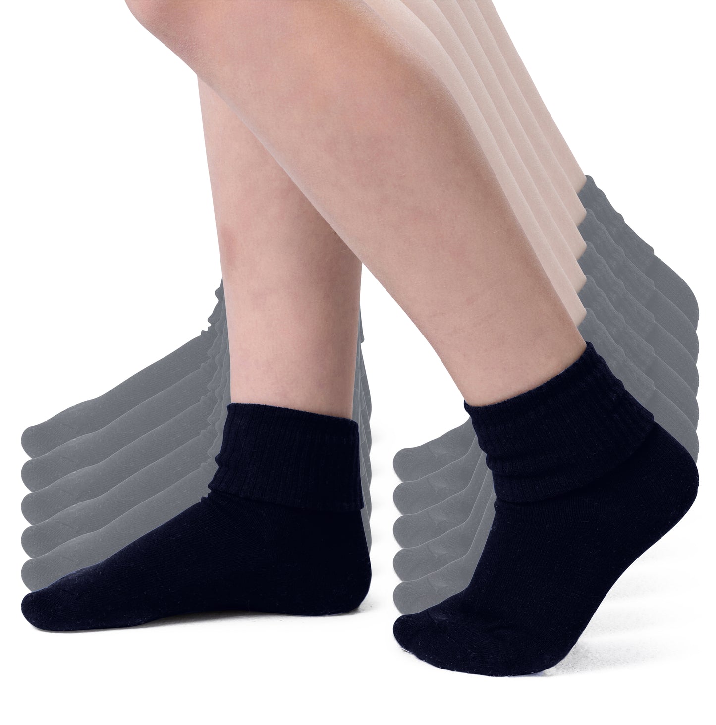 Girls Boys Turn Cuff Bamboo Casual Socks, Triple Roll Dress Crew Socks