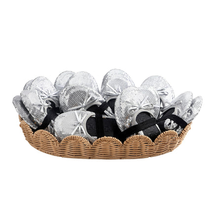 PRE-ORDER Foldable Flats Slipper Shoe | 20 Pairs of Sequined Silver Flats