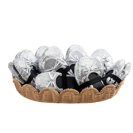 PRE-ORDER Foldable Flats Slipper Shoe | 20 Pairs of Sequined Silver Flats