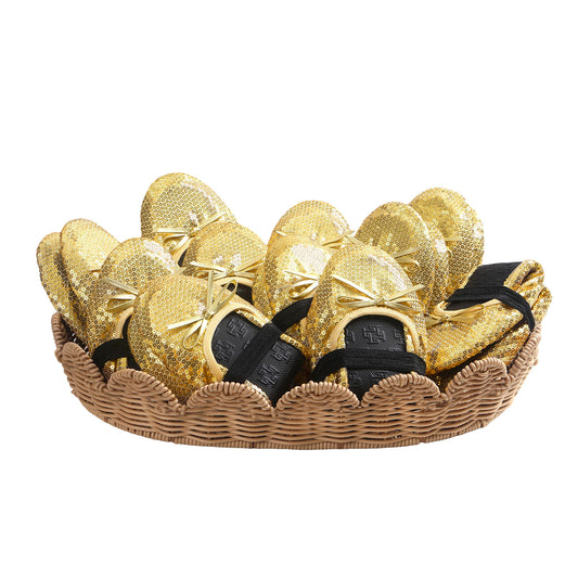 PRE-ORDER Foldable Flats Slipper Shoe | 20 Pairs of Sequined Gold Flats