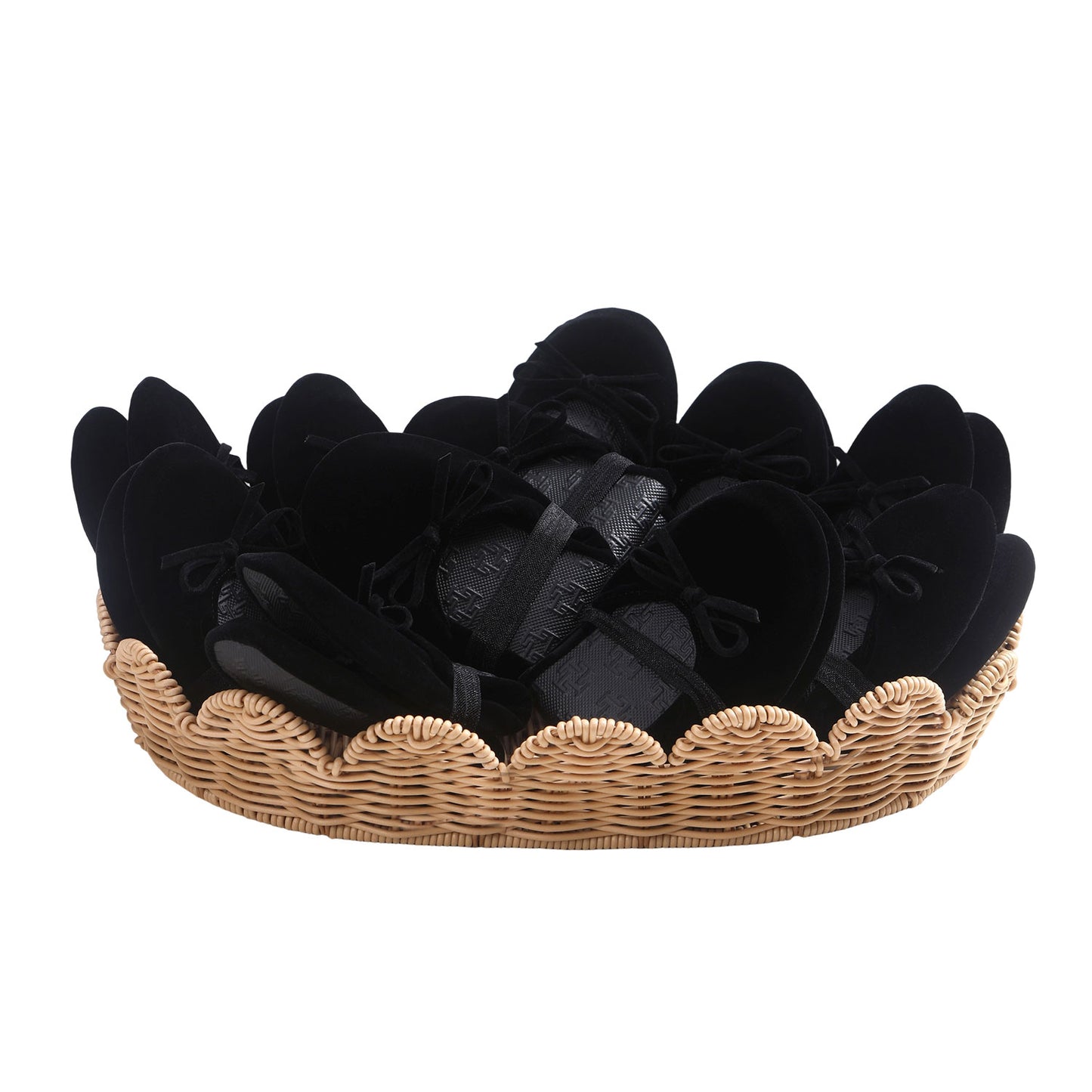 Foldable Flats Slipper Shoe | 20 Pairs of Velvet Black Flats