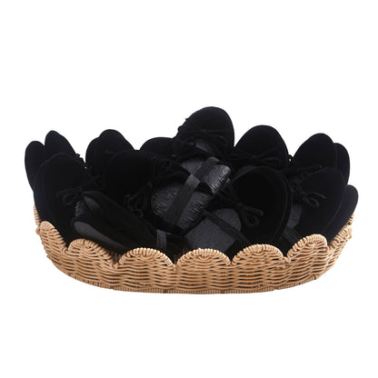 Foldable Flats Slipper Shoe | 20 Pairs of Velvet Black Flats