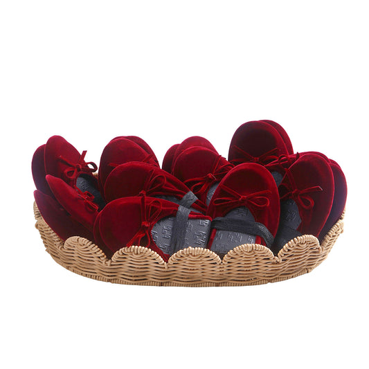 PRE-ORDER Foldable Flats Slipper Shoe | 20 Pairs of Velvet Burgundy Flats