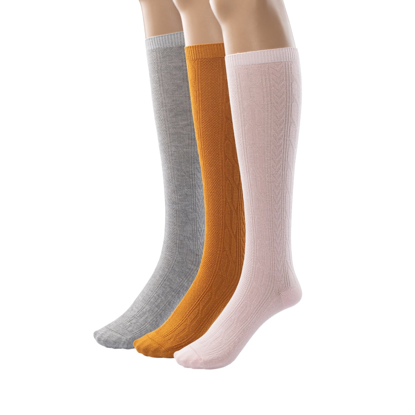 Girls Bamboo Cabled Knee High School Socks- 3 Pairs