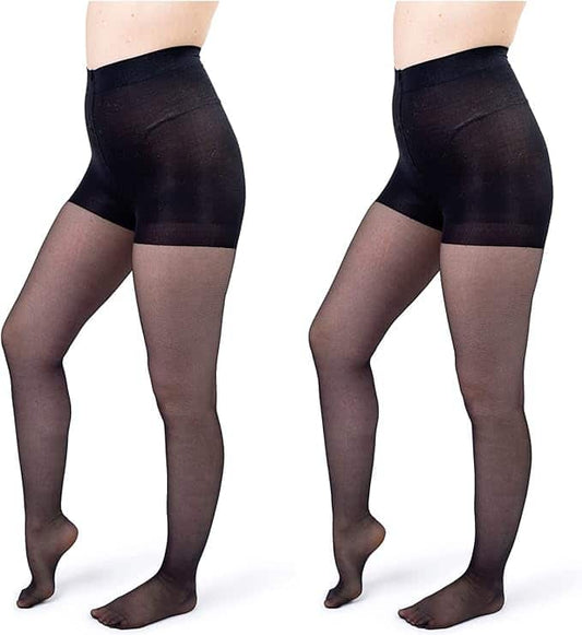 Silky Toes 2 Prs Control Top Pantyhose for Women