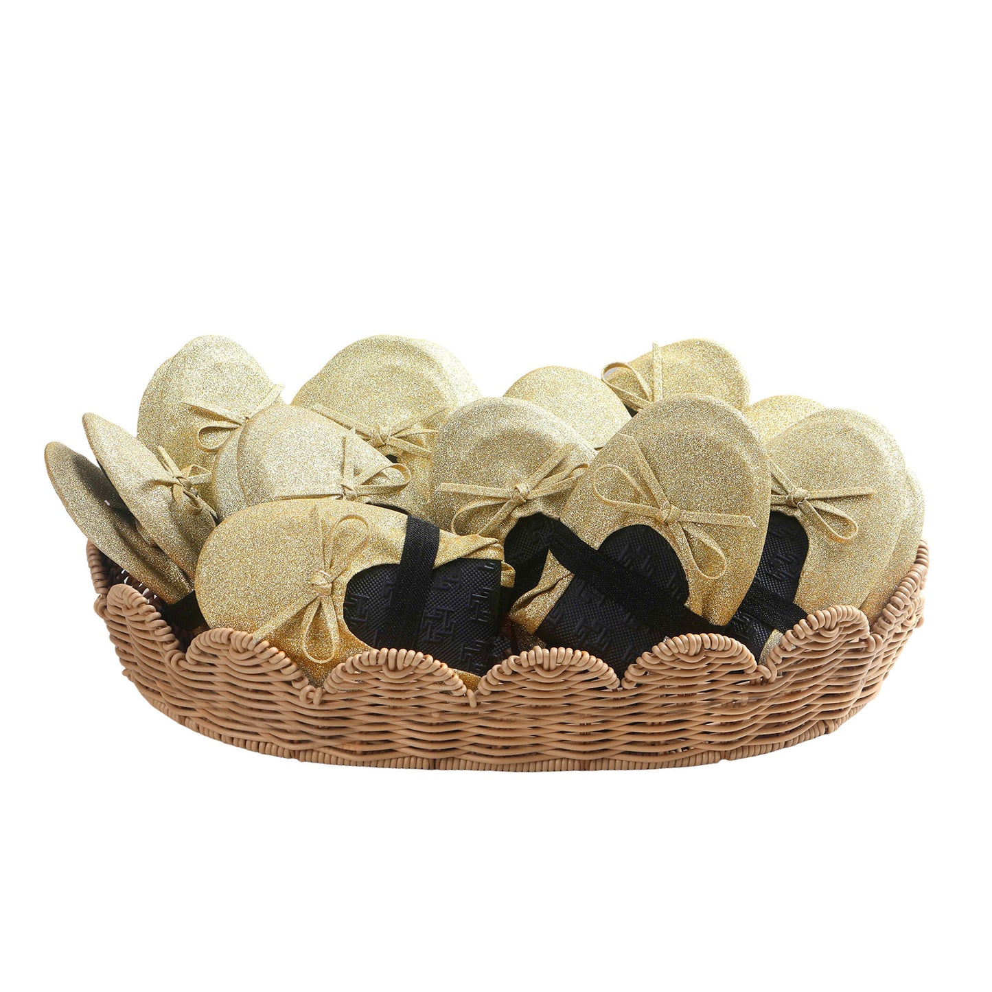 Foldable Flats Slipper Shoe | 20 Pairs of Sparkle Gold Flats