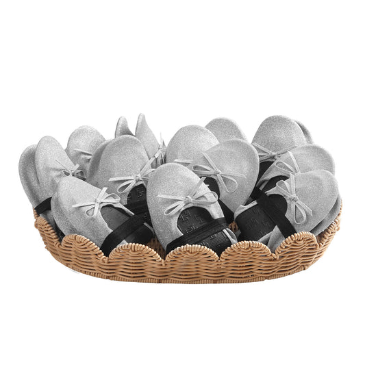 PRE-ORDER Foldable Flats Slipper Shoe | 20 Pairs of Sparkle Silver Flats