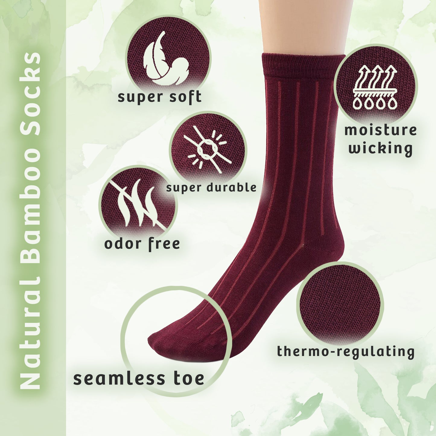 Women's Bamboo Ribbed Crew Socks