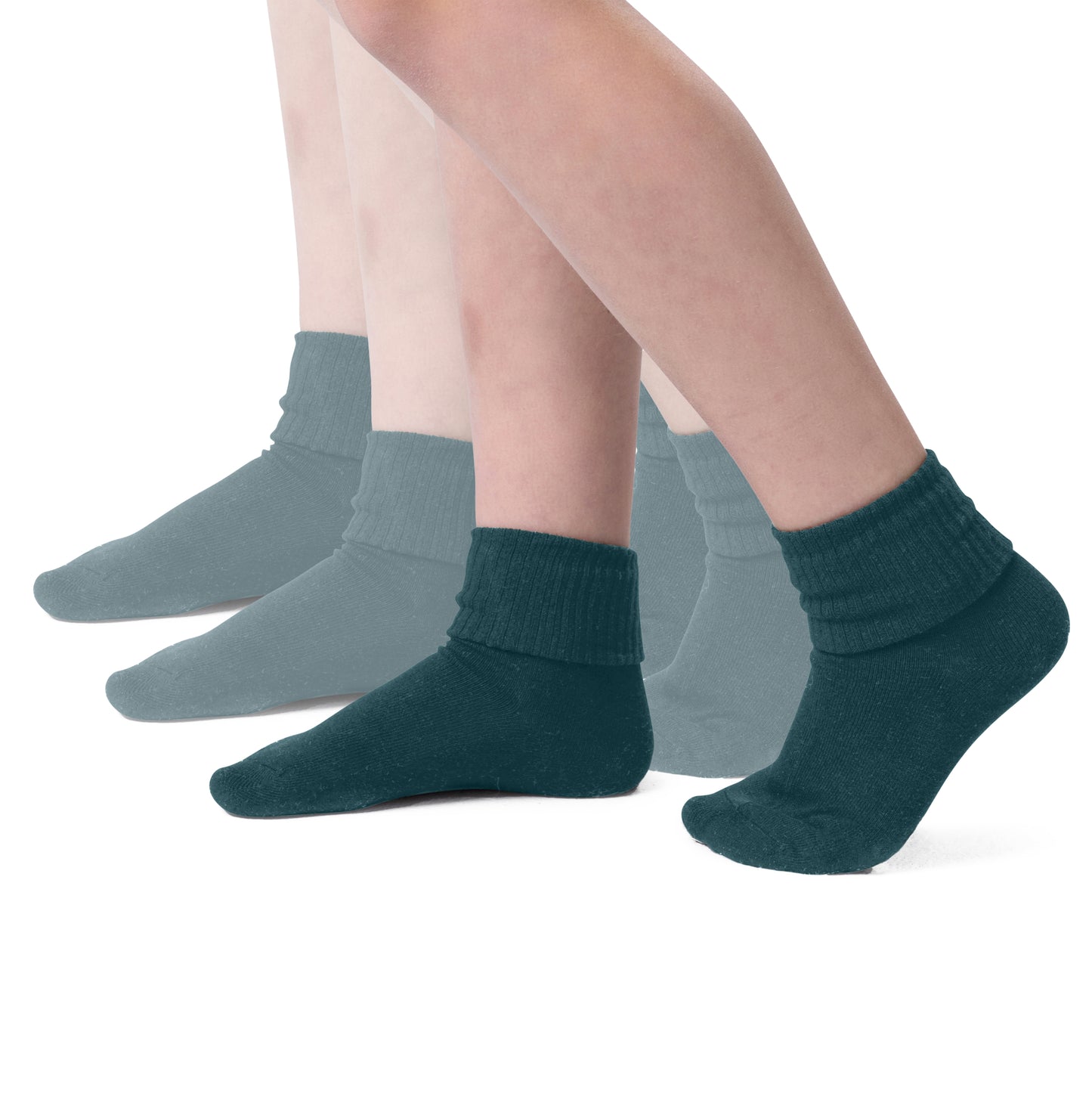 Girls Boys Turn Cuff Bamboo Casual Socks, Triple Roll Dress Crew Socks