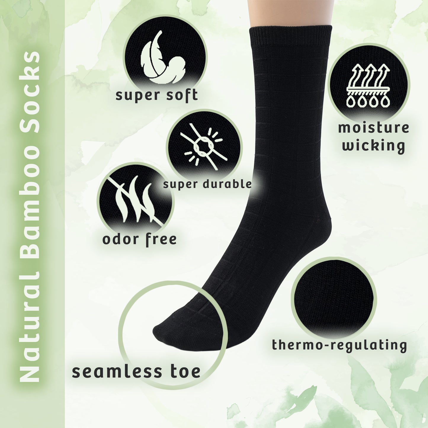 Kids Bamboo Textured Crew School Socks