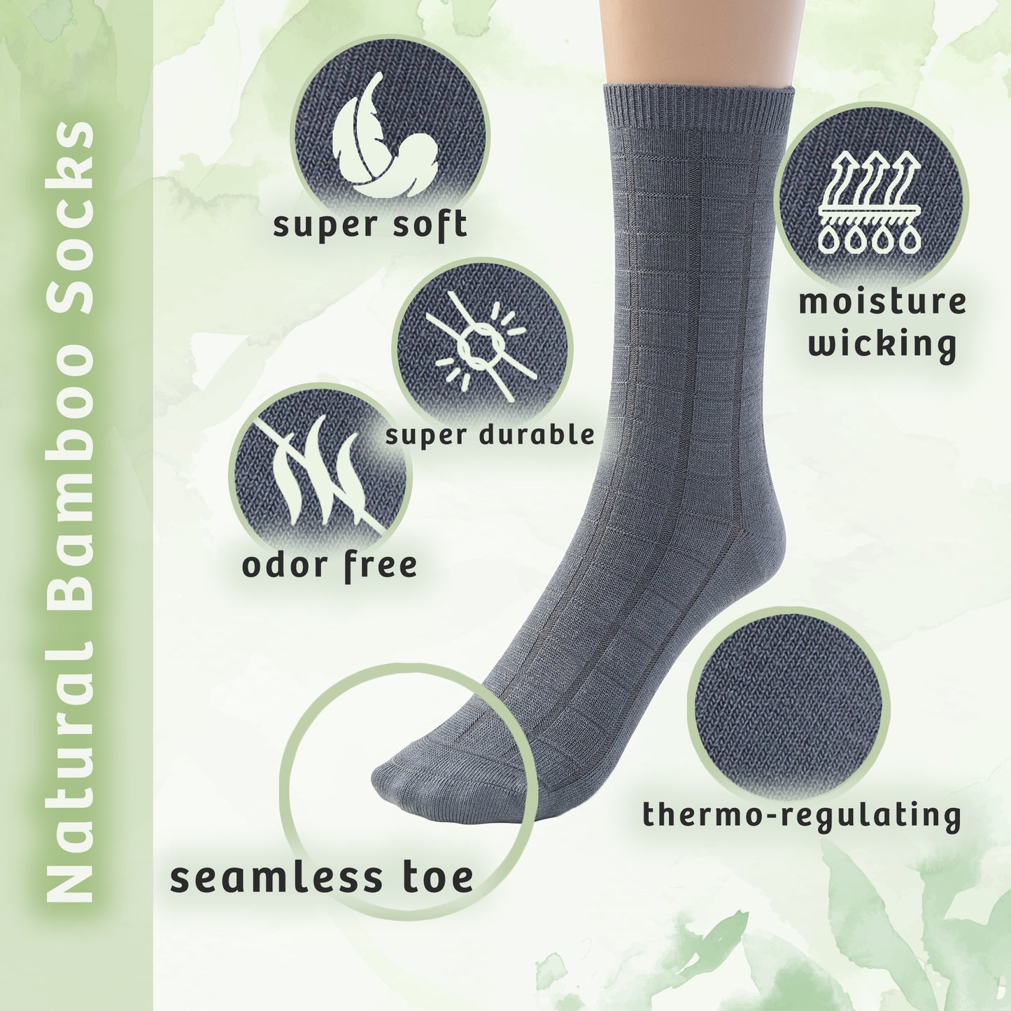 Kids Bamboo Textured Crew School Socks