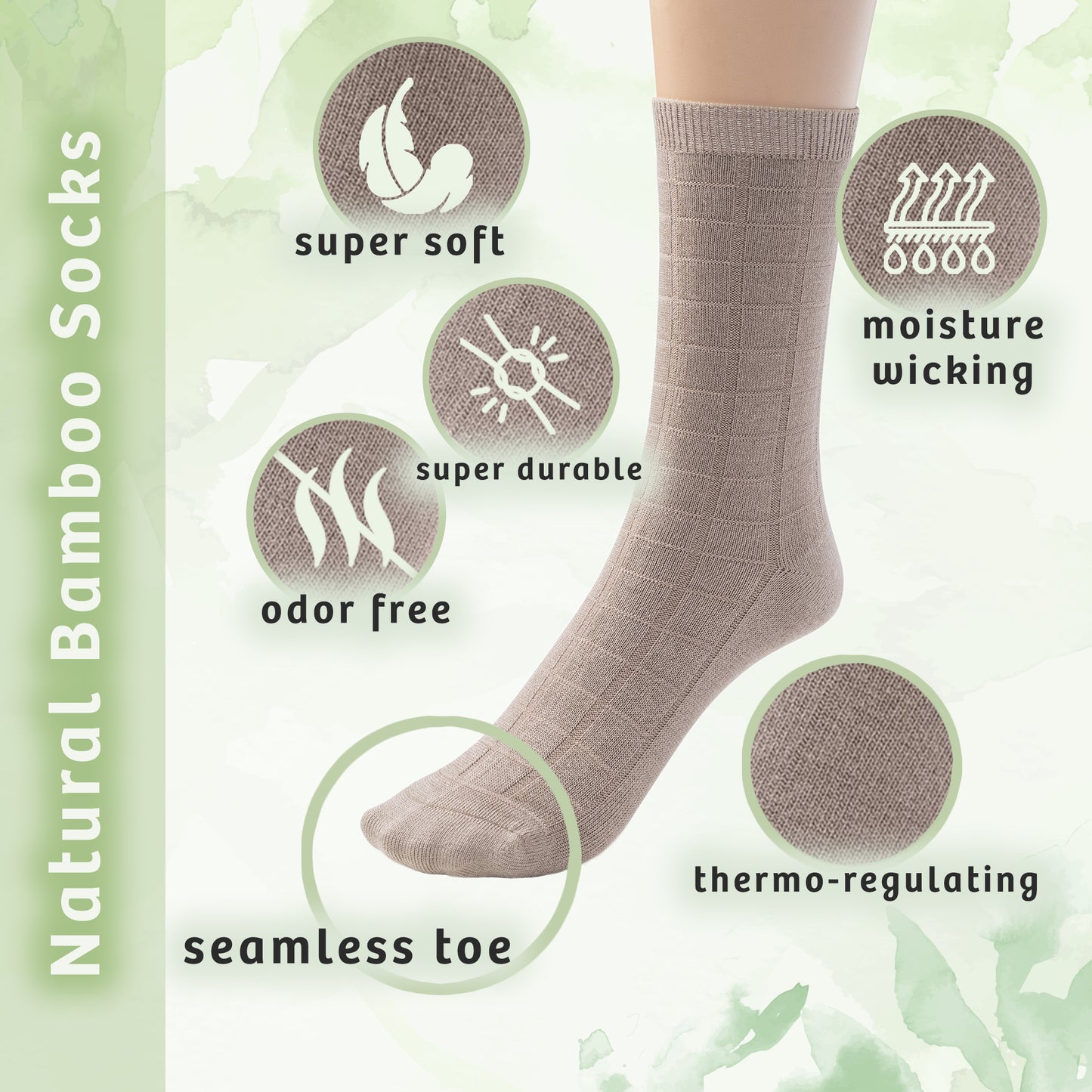 Kids Bamboo Textured Crew School Socks