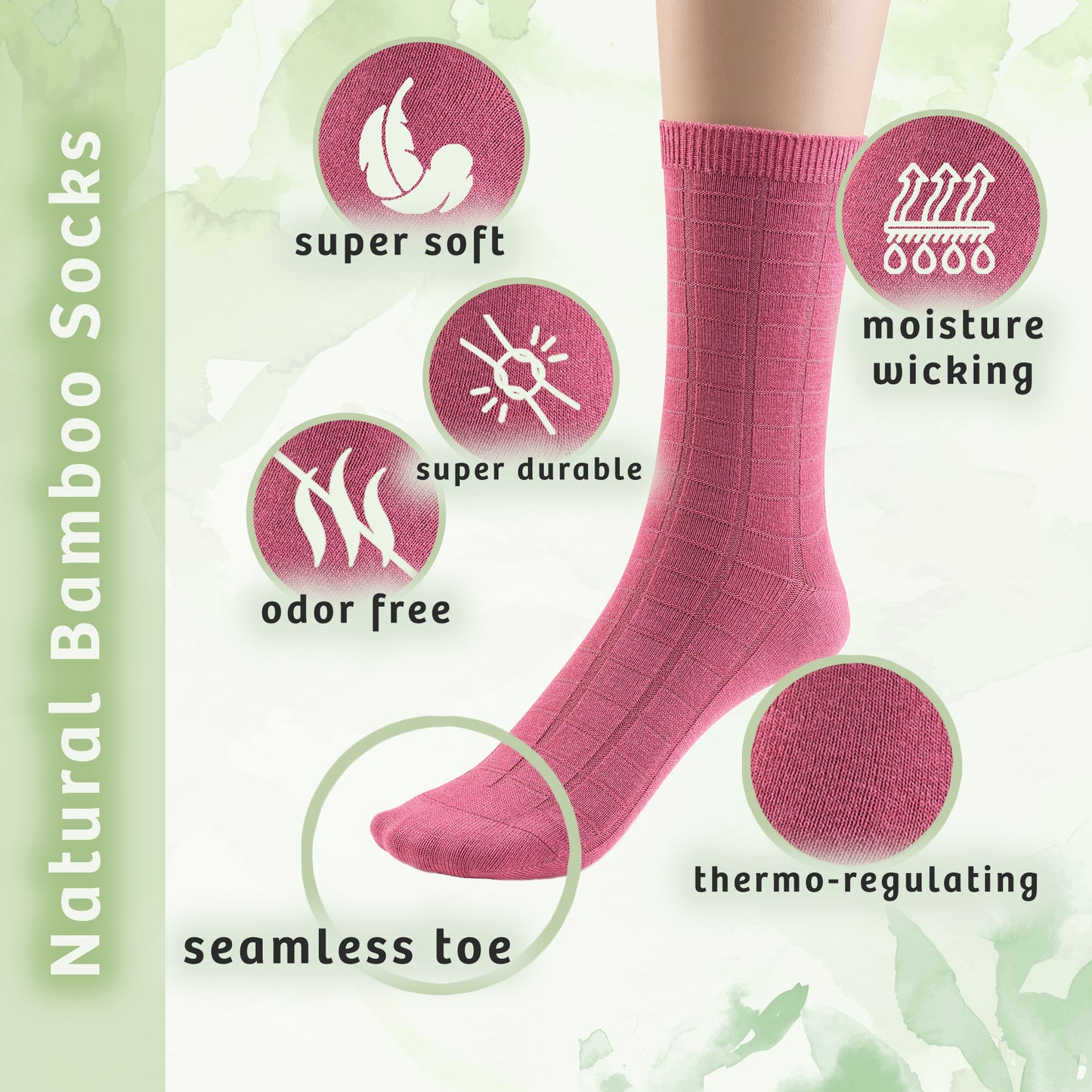 Women's Bamboo Crew Socks Designed, Dress and Casual