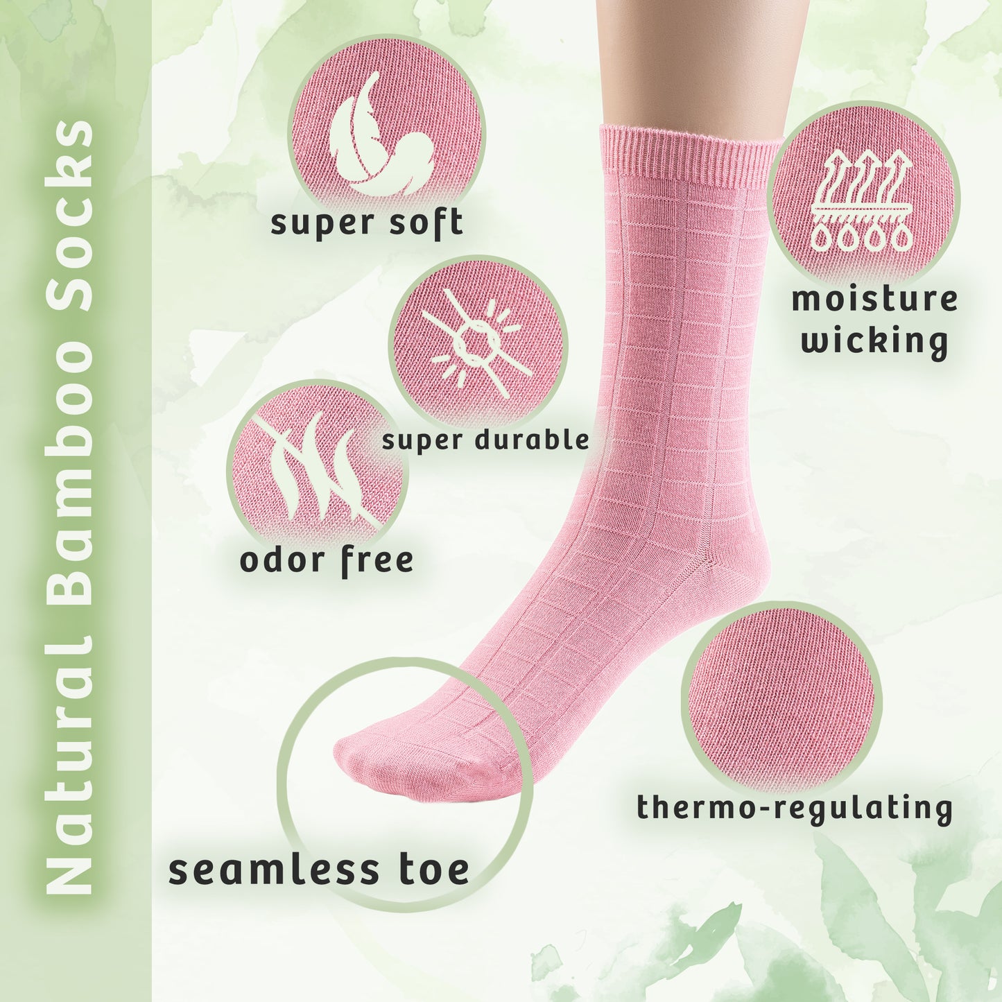 Women's Bamboo Crew Socks Designed, Dress and Casual