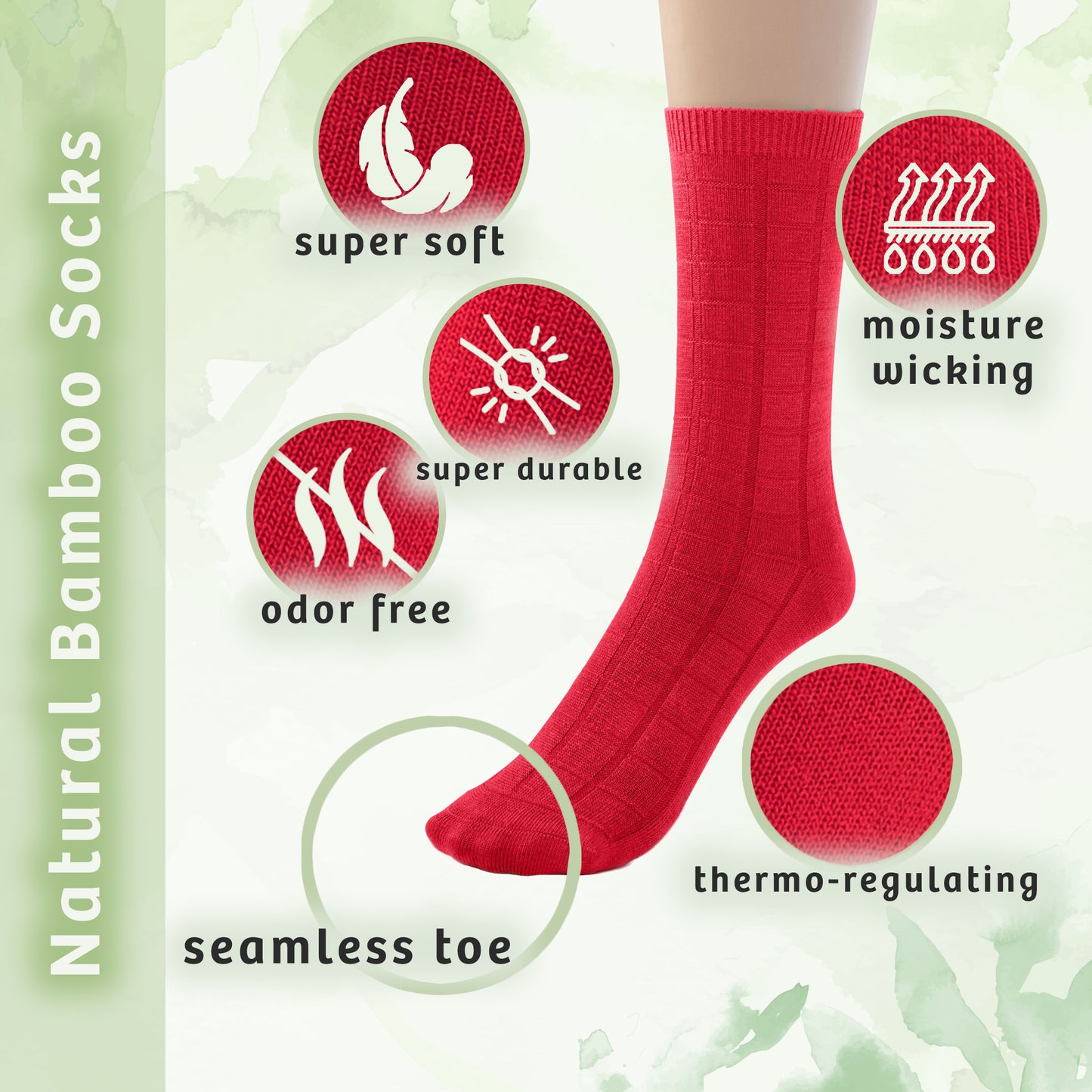 Kids Bamboo Textured Crew School Socks