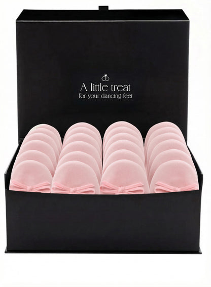 PRE-ORDER Foldable Flats Wedding Box | 20 Pairs of Velvet Ballet Pink Flats in a Black Display Box