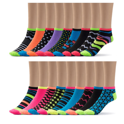 Women's Colorful Lite Low Cut Socks-18 Pairs