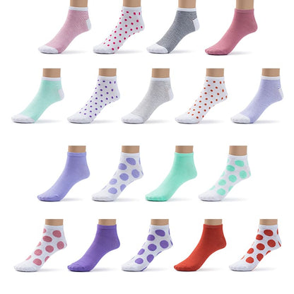 Women's Colorful Lite Low Cut Socks-18 Pairs