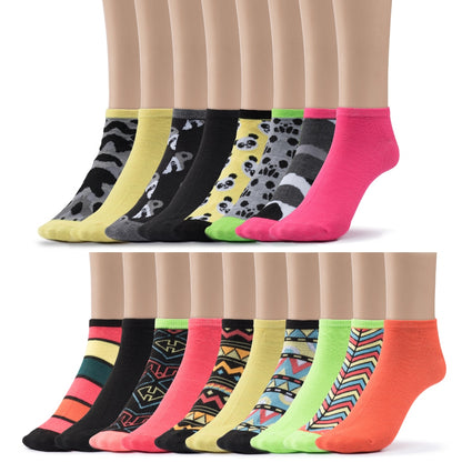 Women's Colorful Lite Low Cut Socks-18 Pairs