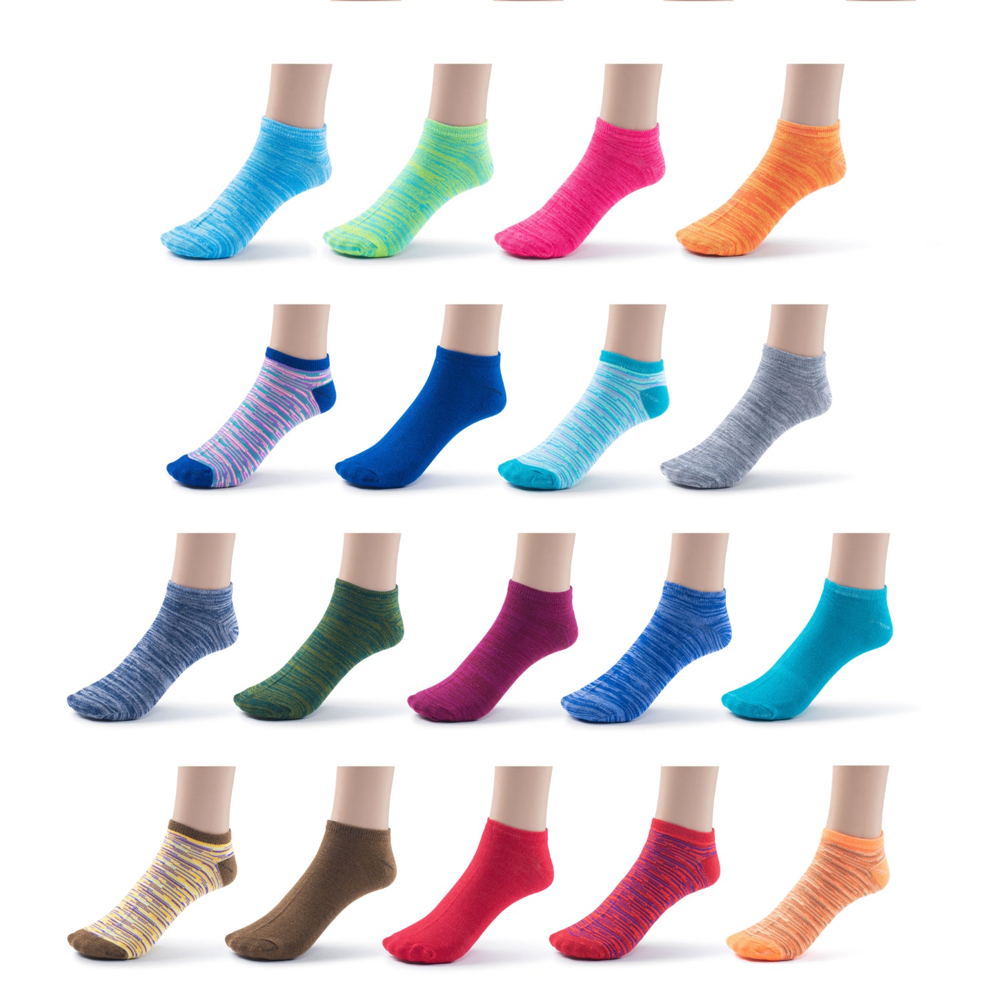 Women's Colorful Lite Low Cut Socks-18 Pairs