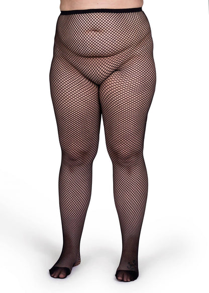 Plus Size Durable Fishnet Stockings, Black High Waisted Fishnets Tights for Women