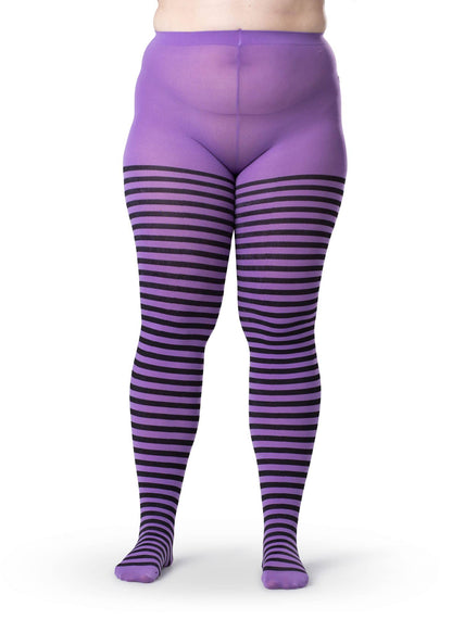 Women's Plus Size Costume Tights | Striped Plus Tights