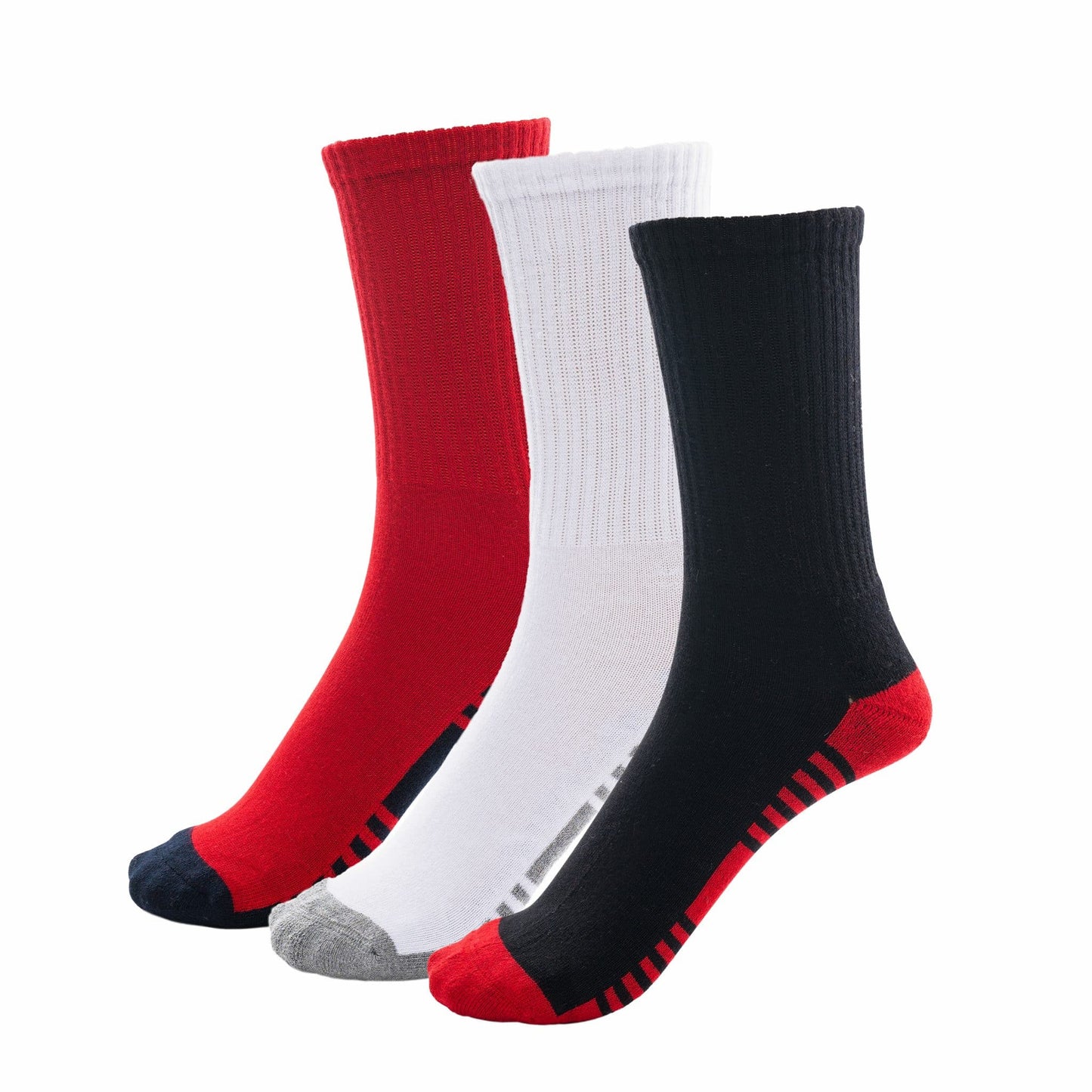 Boys Bamboo Crew Cushioned Athletic Socks with Seamless Toe- 3 Pairs