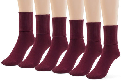 Girls Boys Turn Cuff Bamboo Casual Socks, Triple Roll Dress Crew Socks