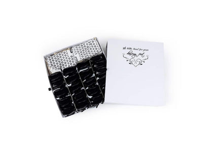 Foldable Flats Party Box | 20 Pairs of Black Flats in White Display Box