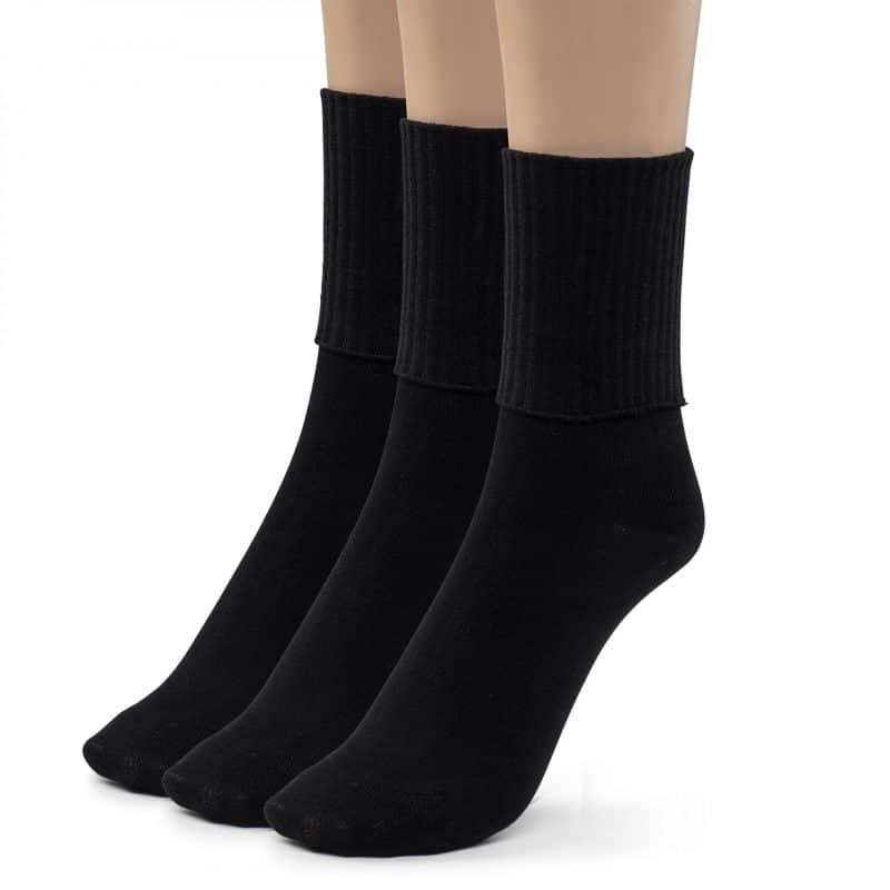 Girls Boys Turn Cuff Bamboo Casual Socks, Triple Roll Dress Crew Socks