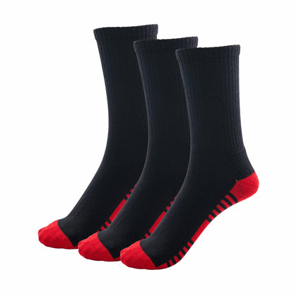 Boys Bamboo Crew Cushioned Athletic Socks with Seamless Toe- 3 Pairs