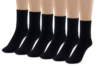 Girls Boys Turn Cuff Bamboo Casual Socks, Triple Roll Dress Crew Socks