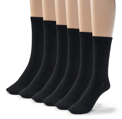 Kids Girls Boys Bamboo Ribbed Crew School Socks