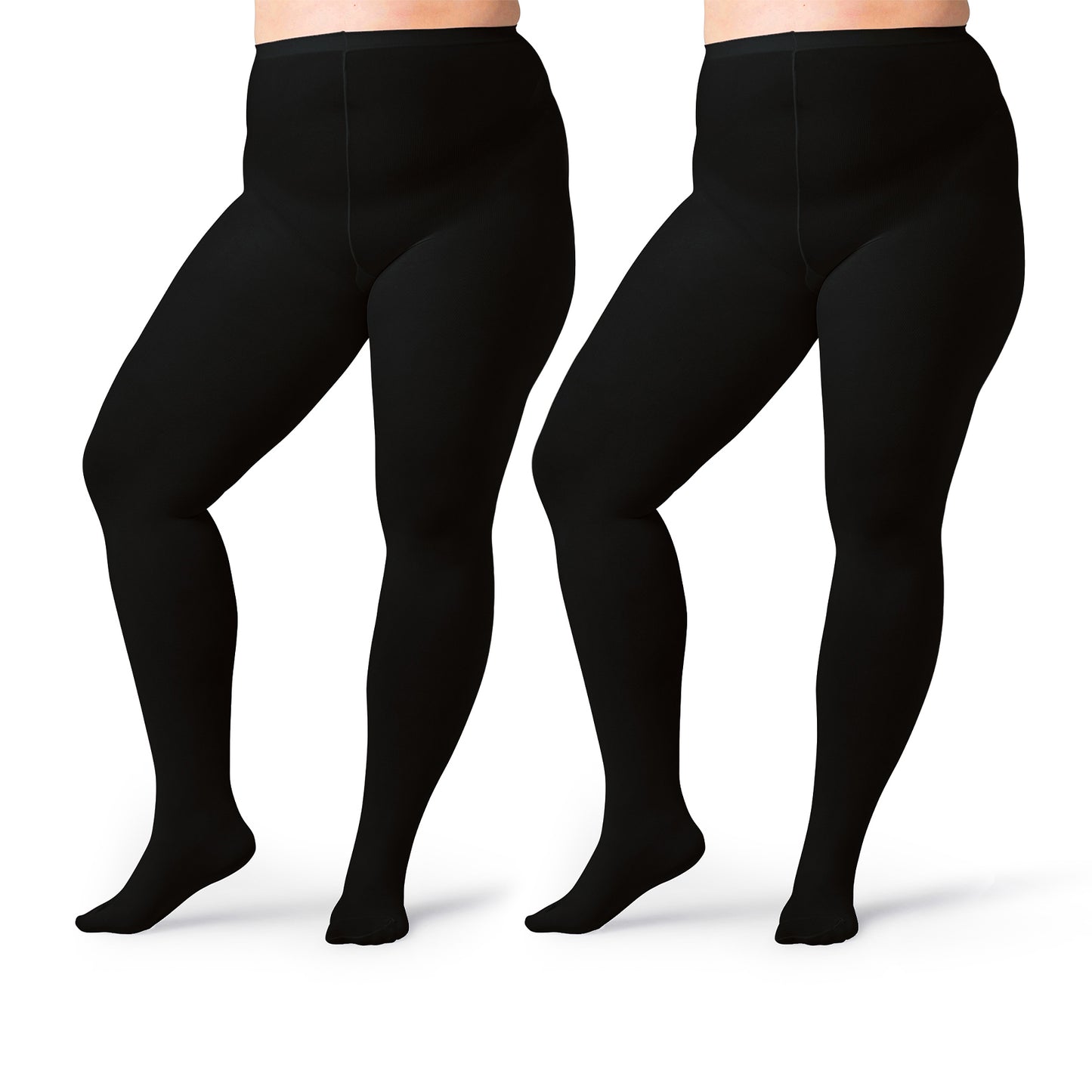 Women's Opaque Plus Size Tights 60 Denier Nylons - 2 Pairs