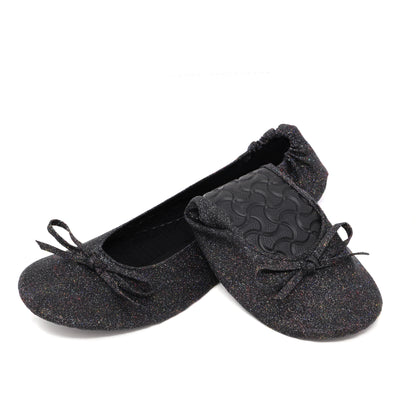 PRE-ORDER Foldable Flats Slipper Shoe | 20 Pairs of Sparkle Black Flats