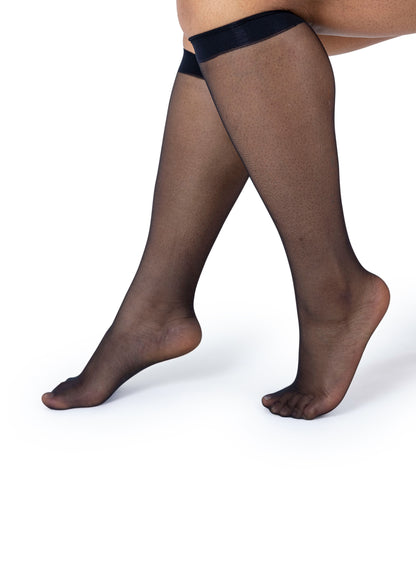 Women's Plus Size Sheer Knee High Socks- 6 Pairs