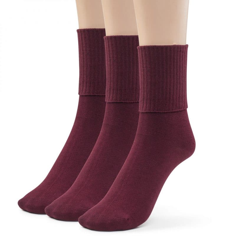 Girls Boys Turn Cuff Bamboo Casual Socks, Triple Roll Dress Crew Socks