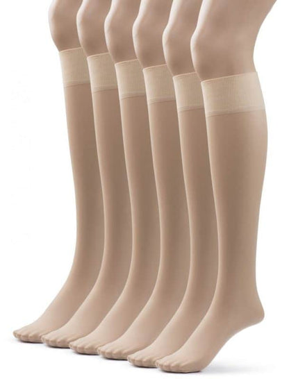 Women's Sheer Knee High Socks- 6 Pairs